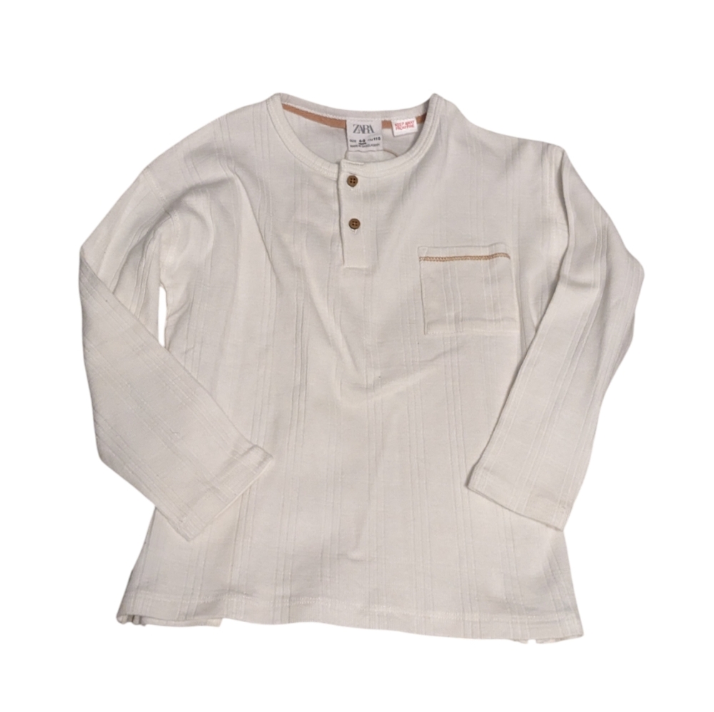 💥🆕 Zara White Ribbed Long Sleeve 4-5 YR